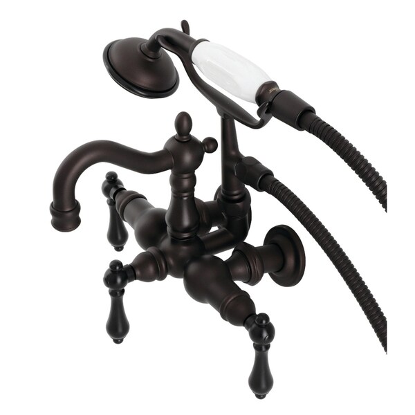 Kingston Brass CA1007T5 3-3/8" Tub Wall Mount Clawfoot Tub Faucet with Hand Shower, Oil Rubbed Bronze CA1007T5 - main